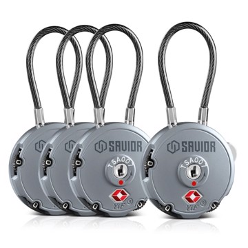 سافيور قفل كيبل 4حبات رمادي